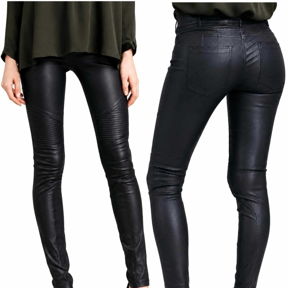 Vince Black 100% Leather Moto Pants Size 4
